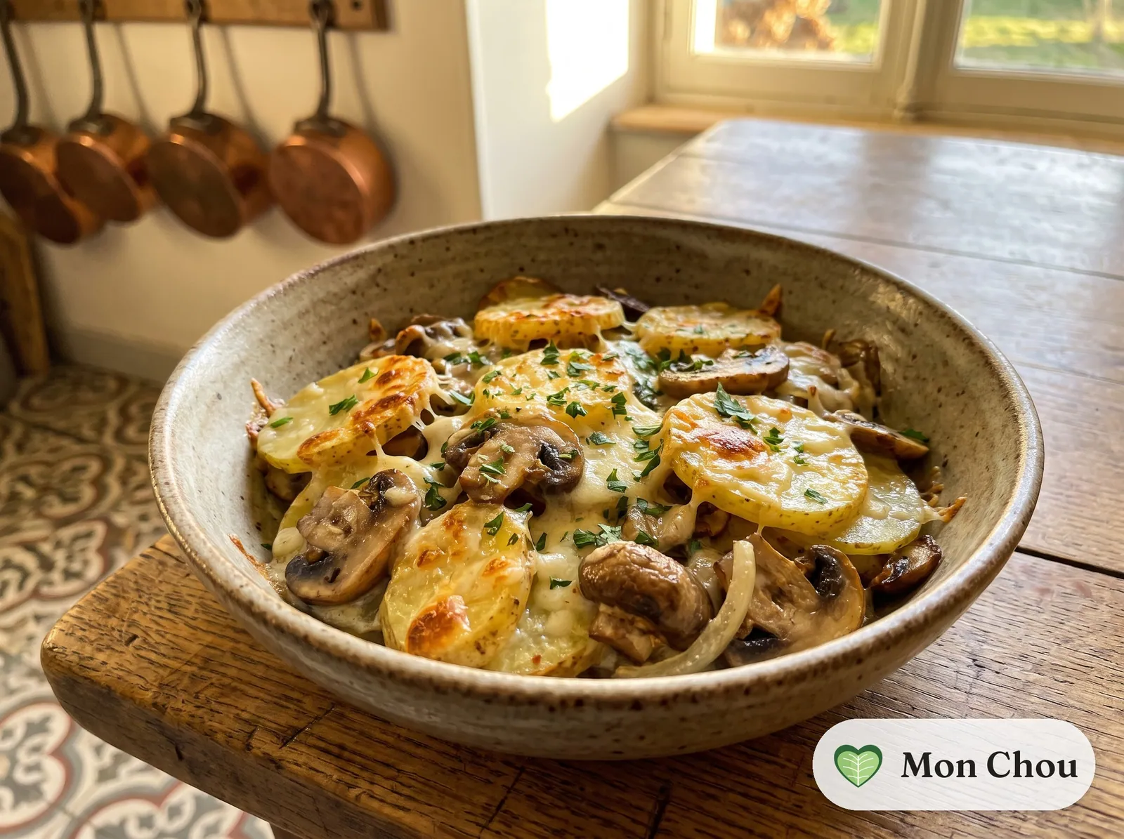 Julienne de champignons et pommes de terre