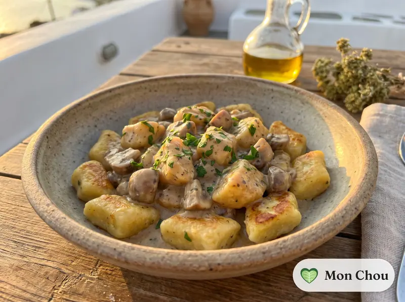Kopytka, sauce aux champignons