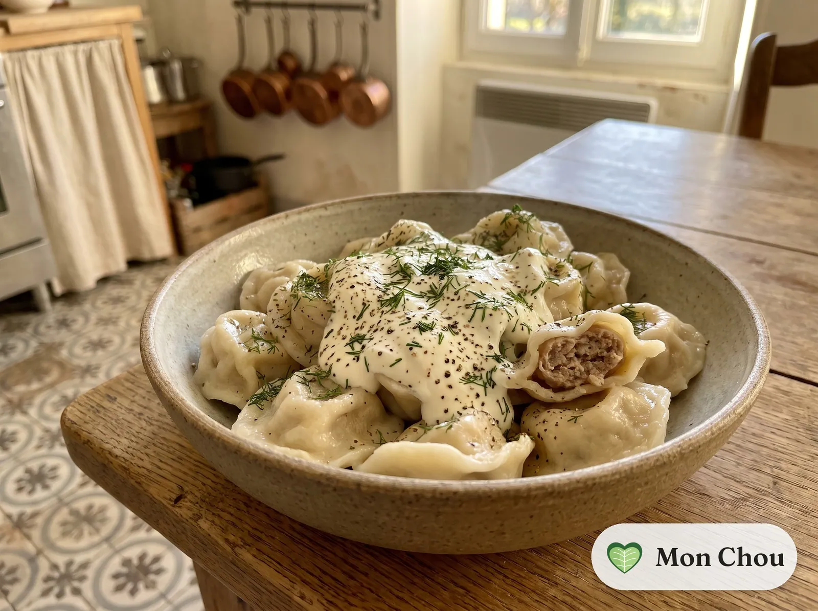 Pelmeni mit saurer Sahne