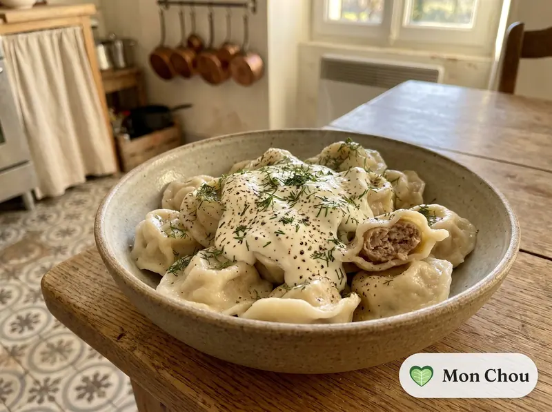 Pelmeni mit saurer Sahne