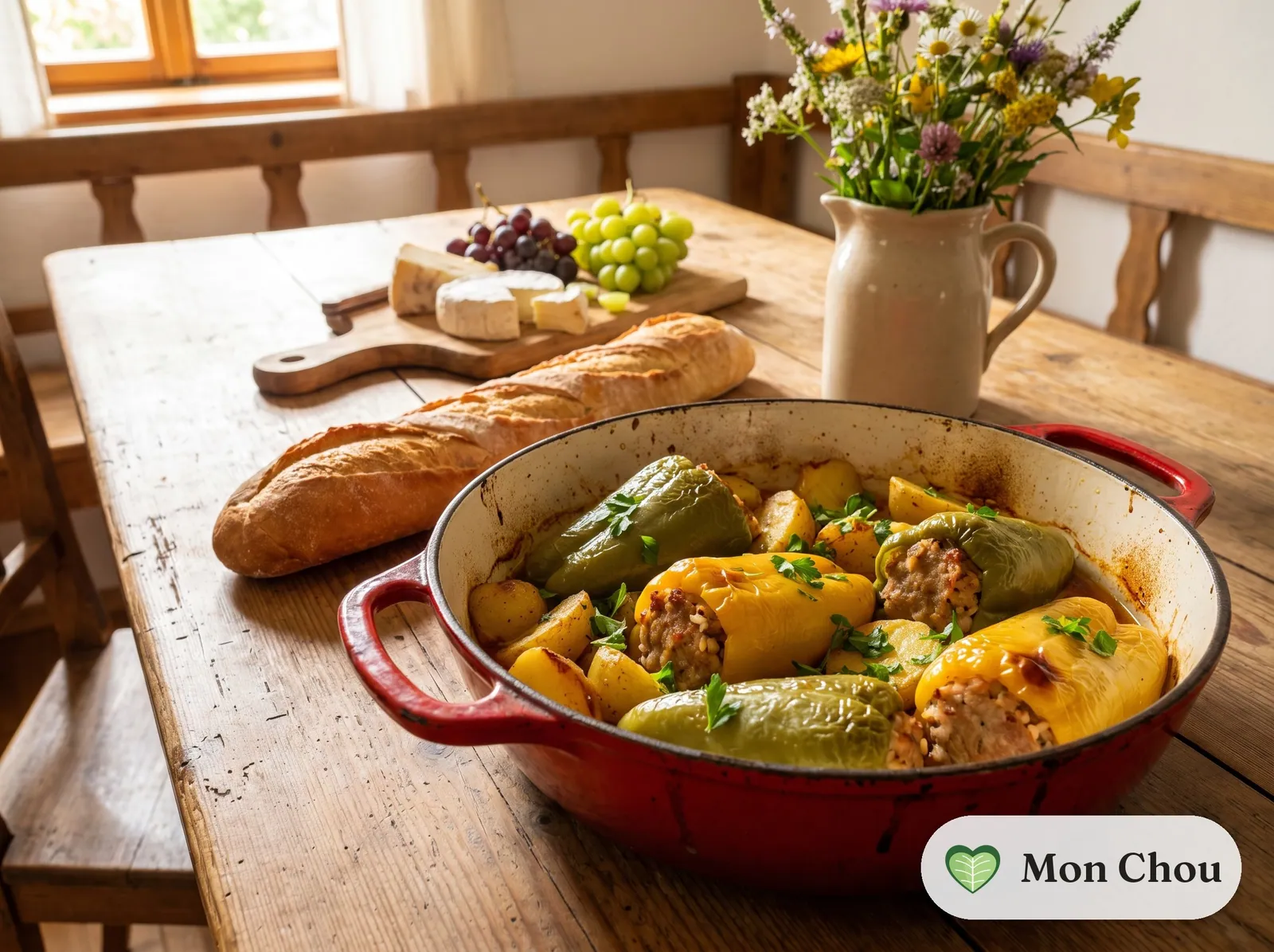 Poivrons farcis à la hongroise et pommes de terre