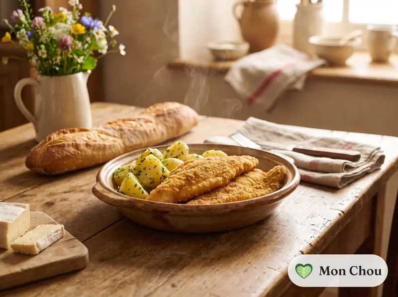 Sandre pané à la hongroise et pommes persillées