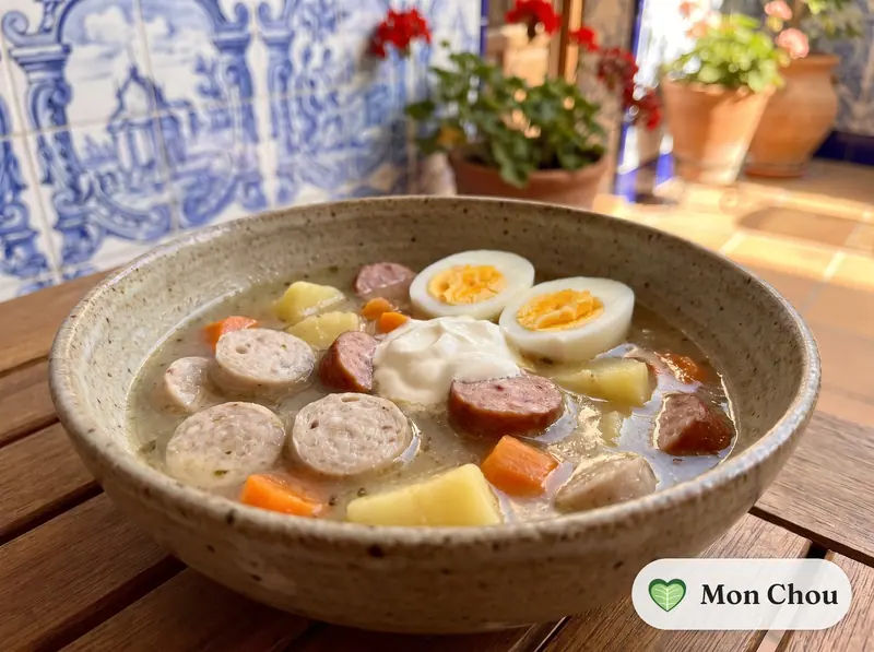 Żurek, Polish sour rye soup with sausage and egg