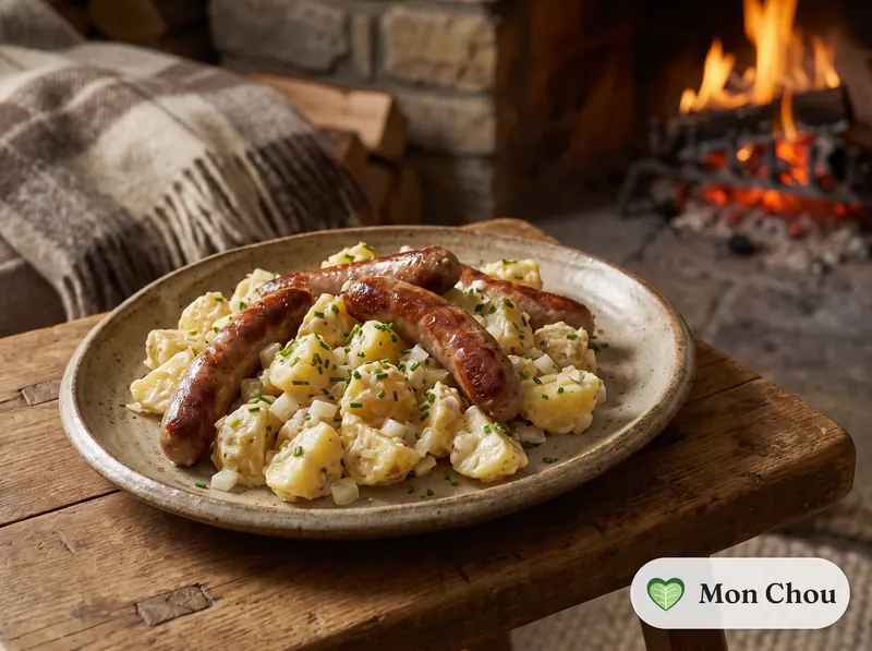 Bratwurst et salade de pommes de terre