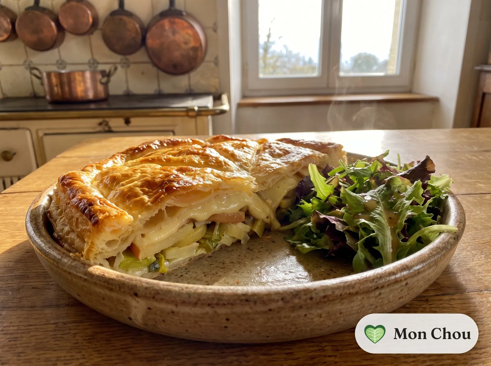 Cholera, Swiss potato, leek, apple and cheese pie