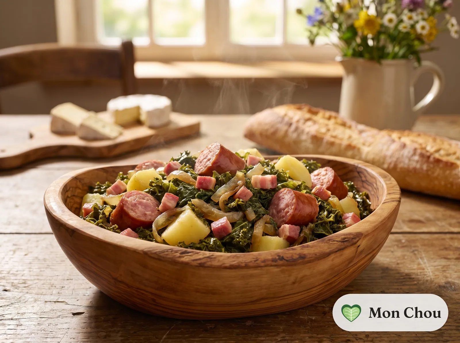 Chou kale à la saucisse fumée