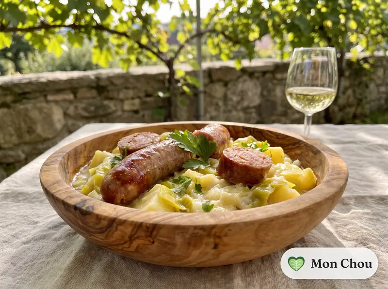 Papet vaudois et saucisse aux choux