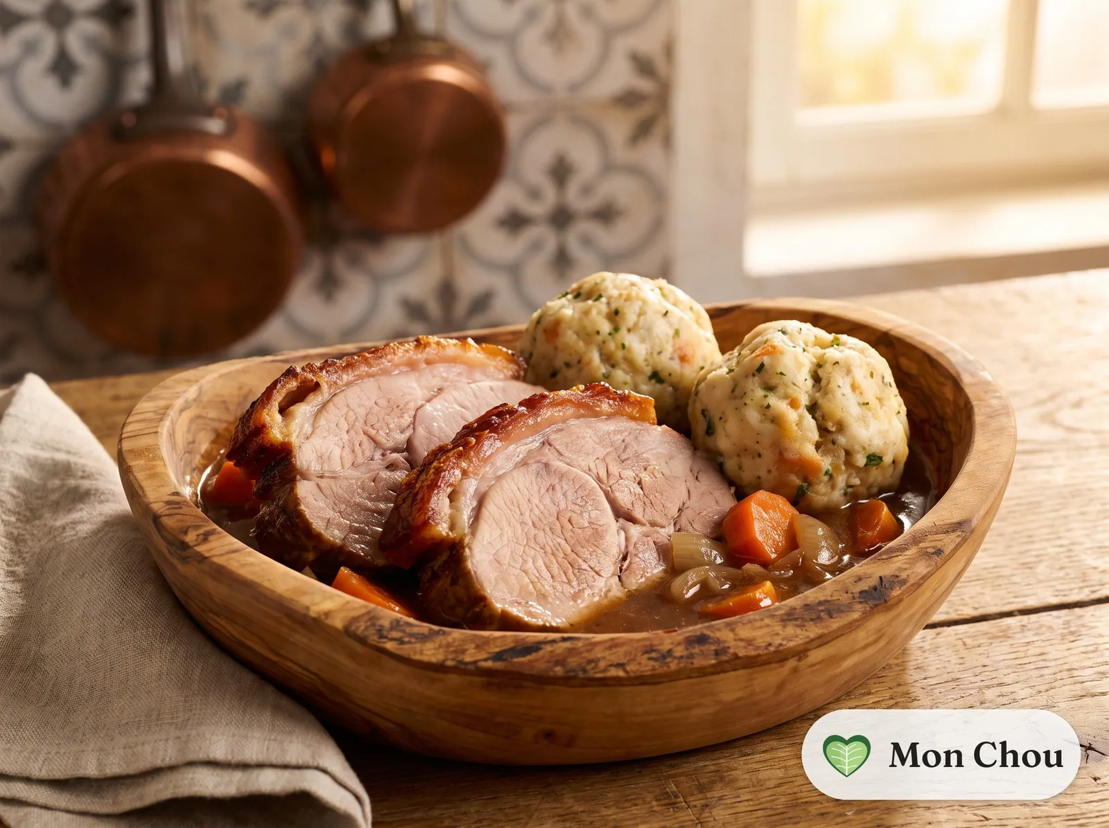 Bayerischer Schweinebraten mit Knödeln
