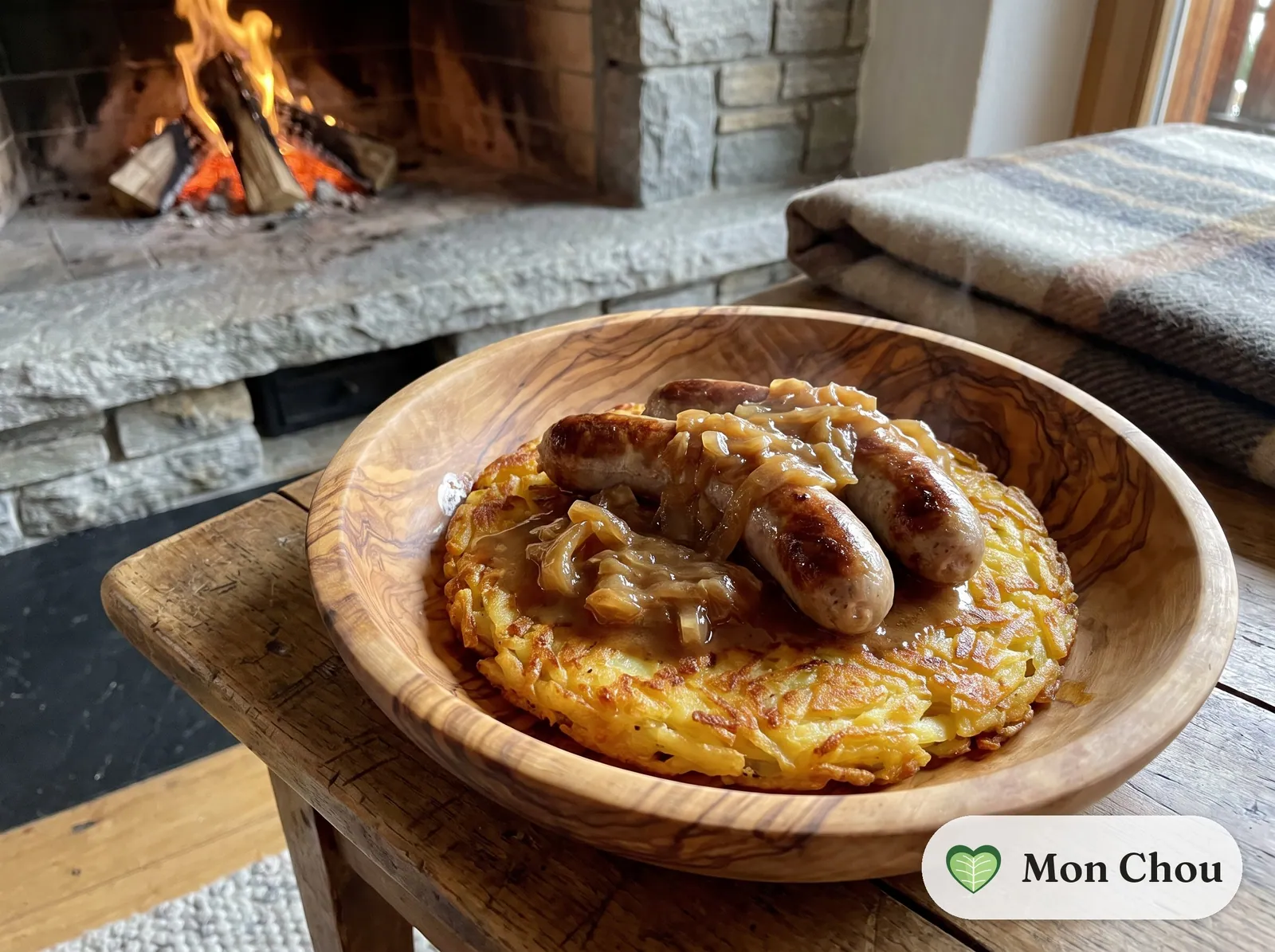 St. Gallen sausage with onion gravy and rösti