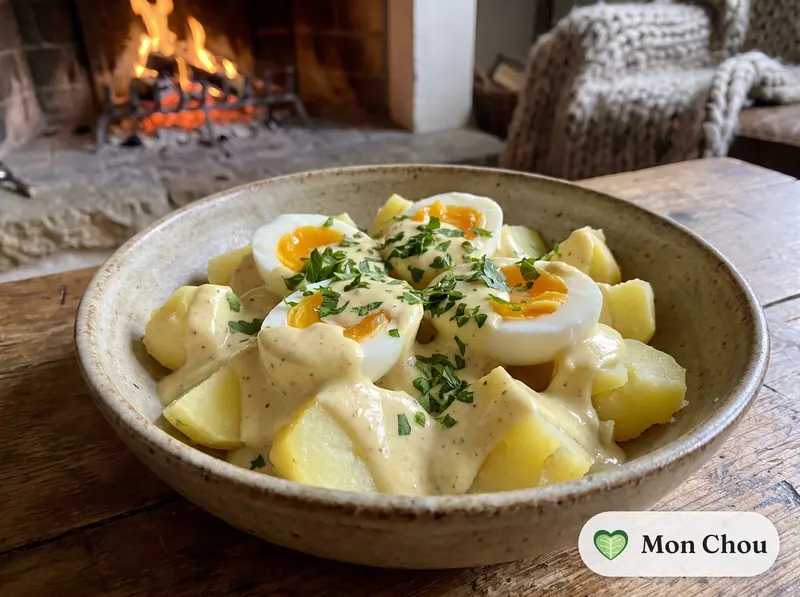 Senfeier mit Petersilienkartoffeln