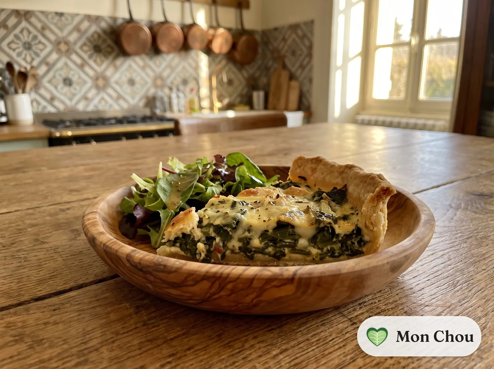Tarte al djote with green salad
