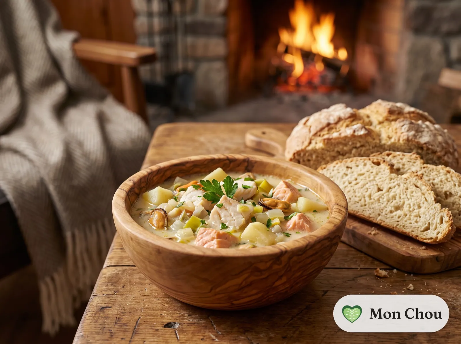 Chowder irlandais aux fruits de mer et pain au soda