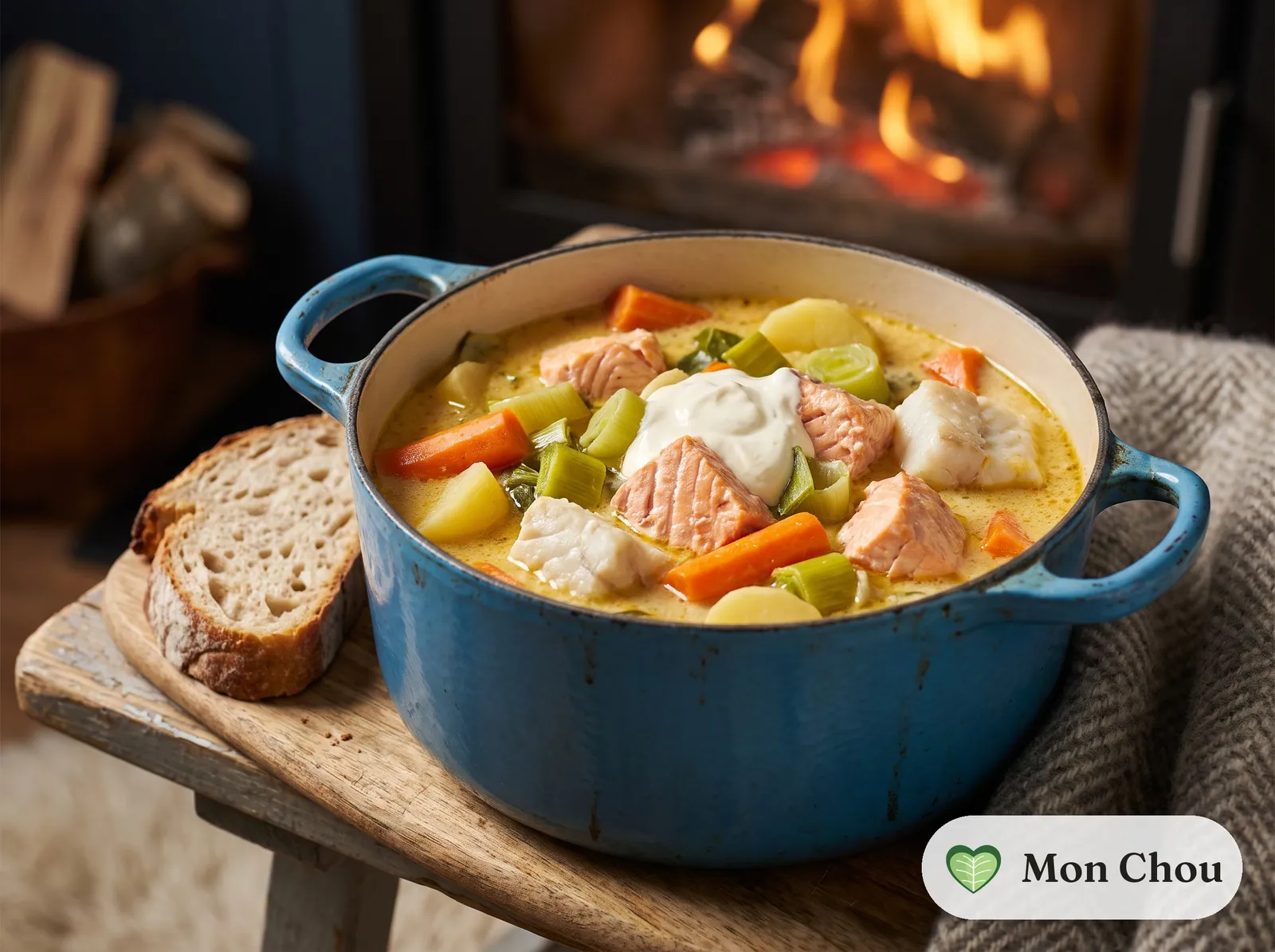 Fiskesuppe norvégienne et pain