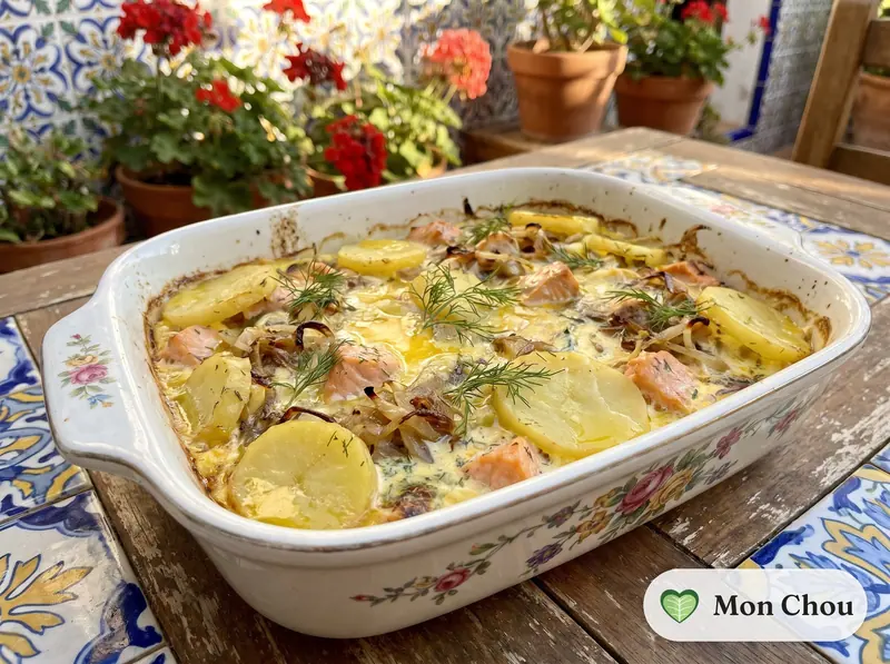 Laxpudding et beurre fondu