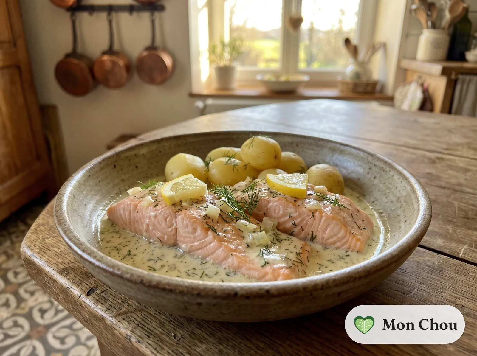 Saumon poché sauce à l&rsquo;aneth et pommes de terre
