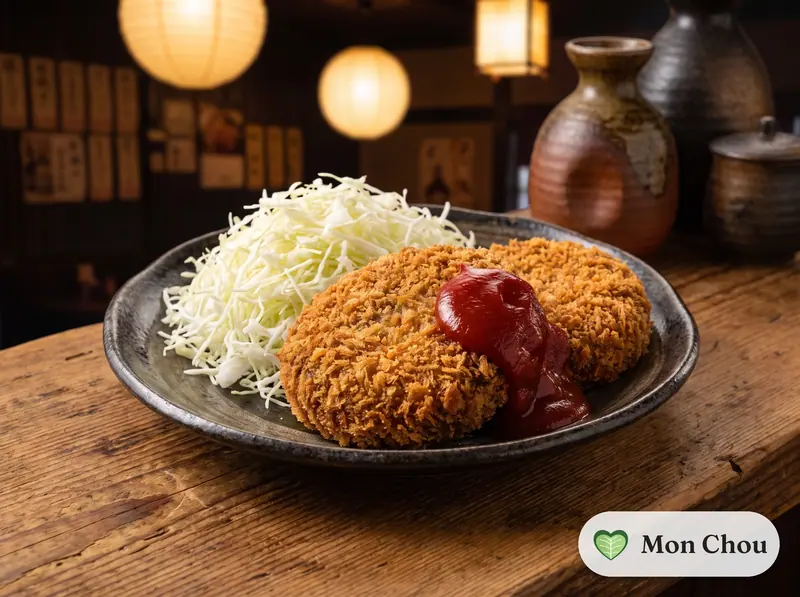 Menchi katsu et chou émincé