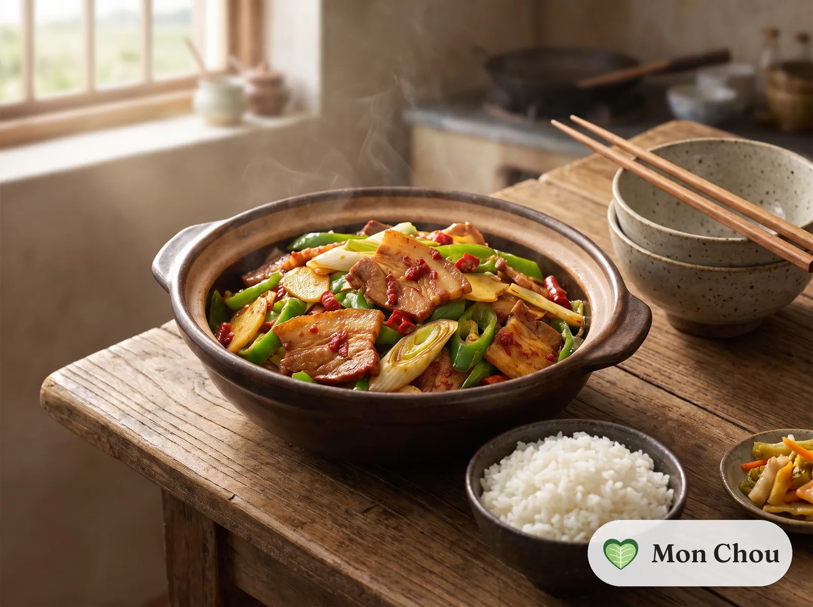 Twice cooked pork and rice