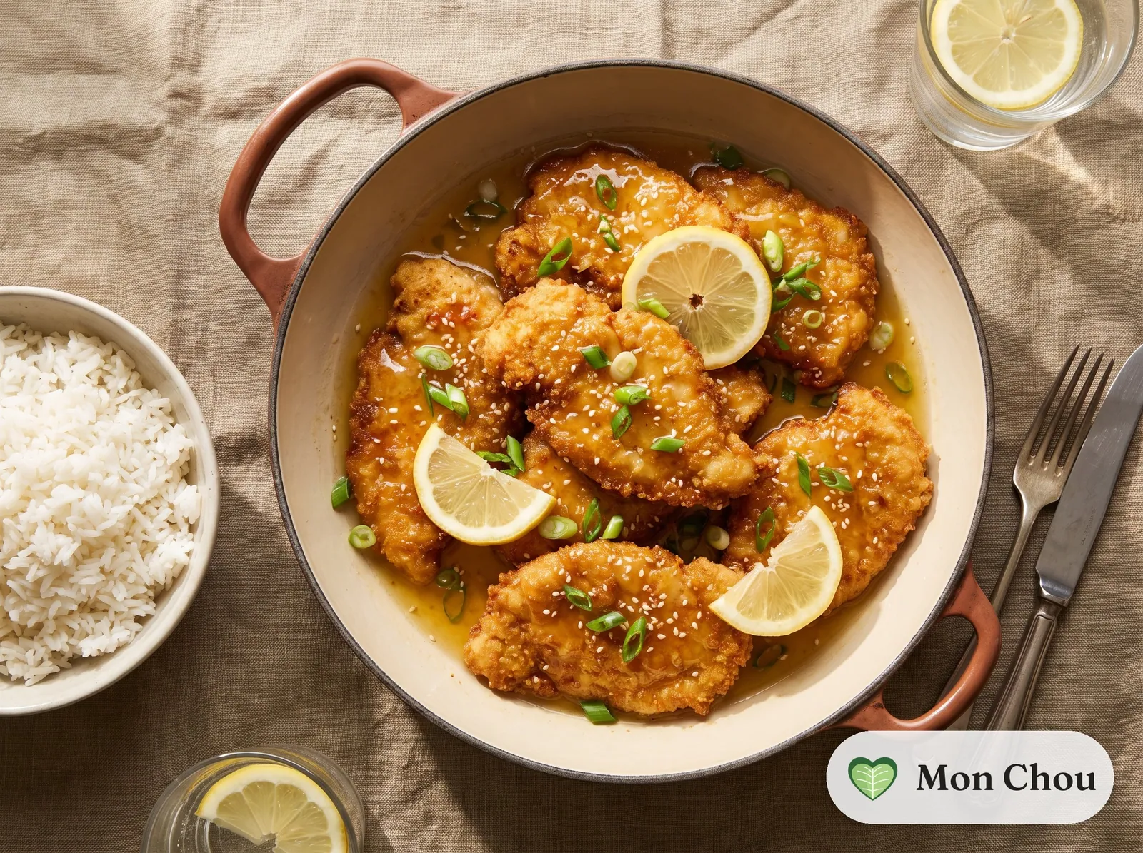 Poulet au citron à la cantonaise et riz
