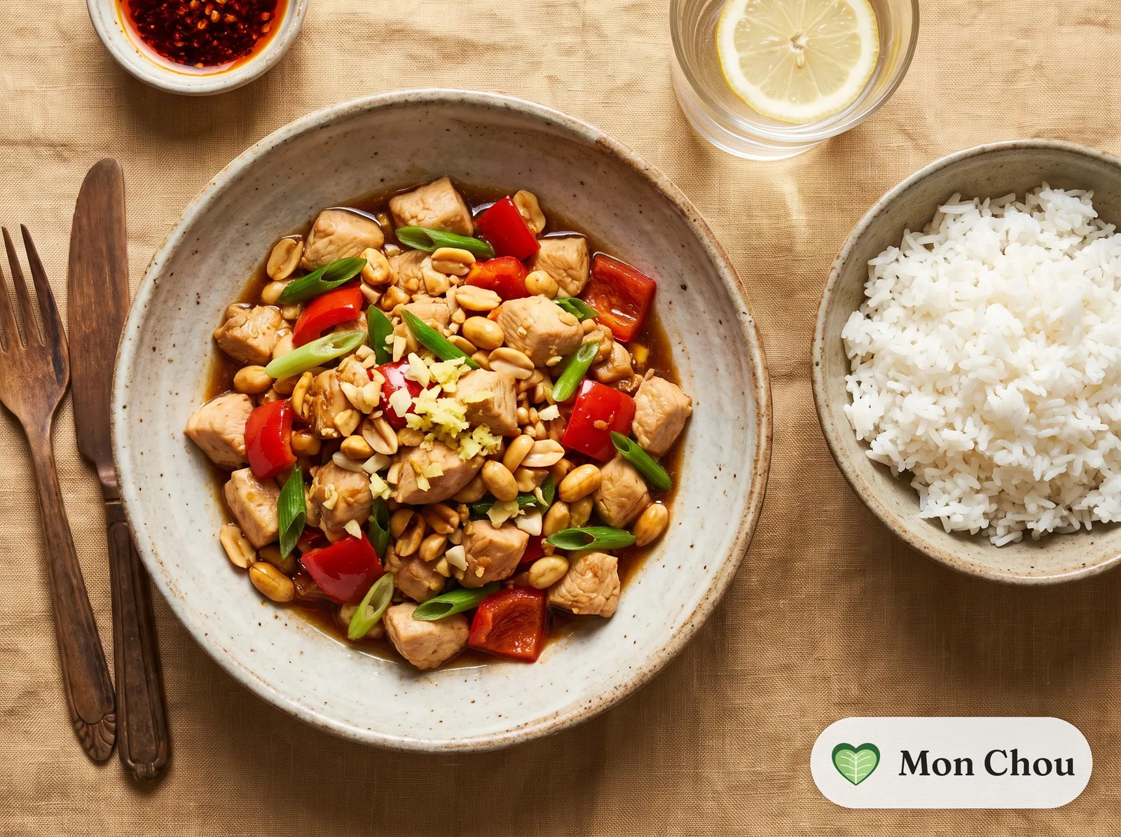 Poulet Kung Pao et riz blanc