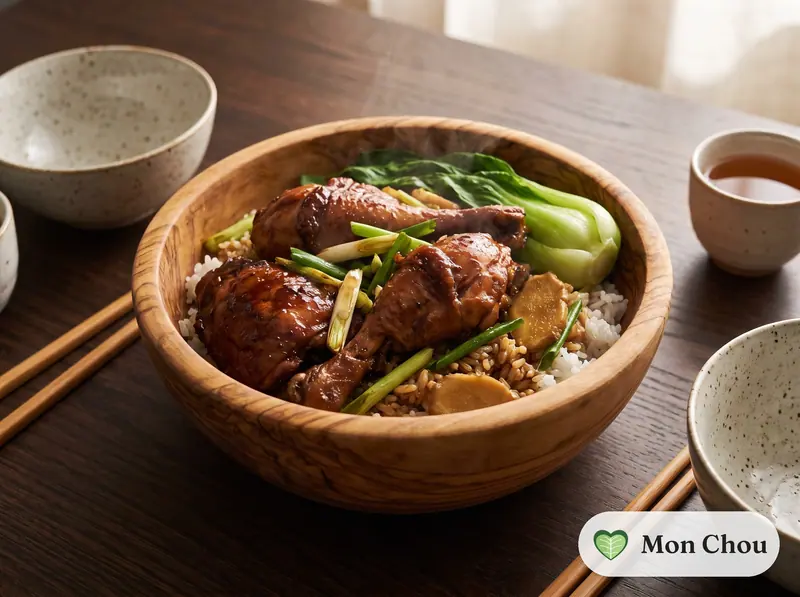 Poulet à la sauce soja cantonaise et riz