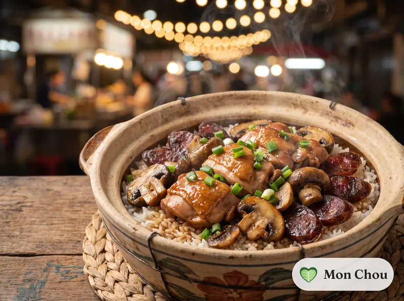 Riz en cocotte au poulet et saucisse chinoise