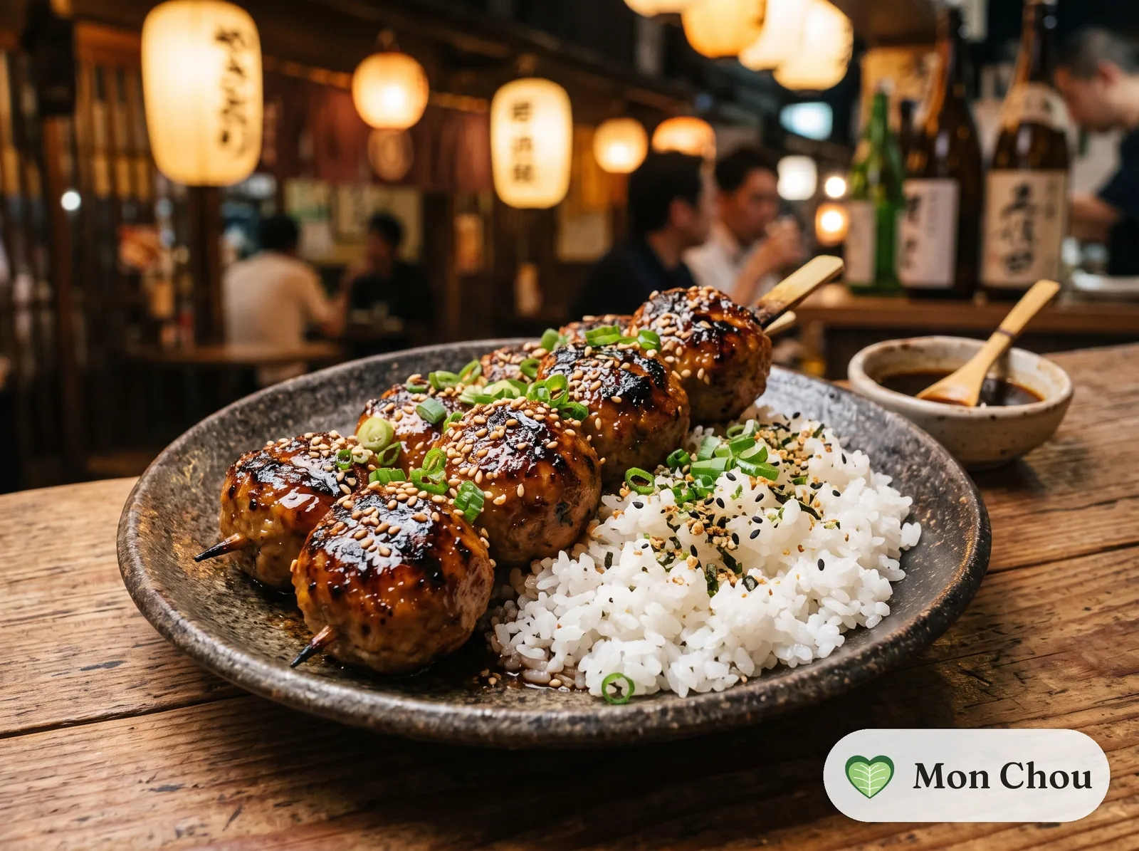 Tsukune et riz blanc