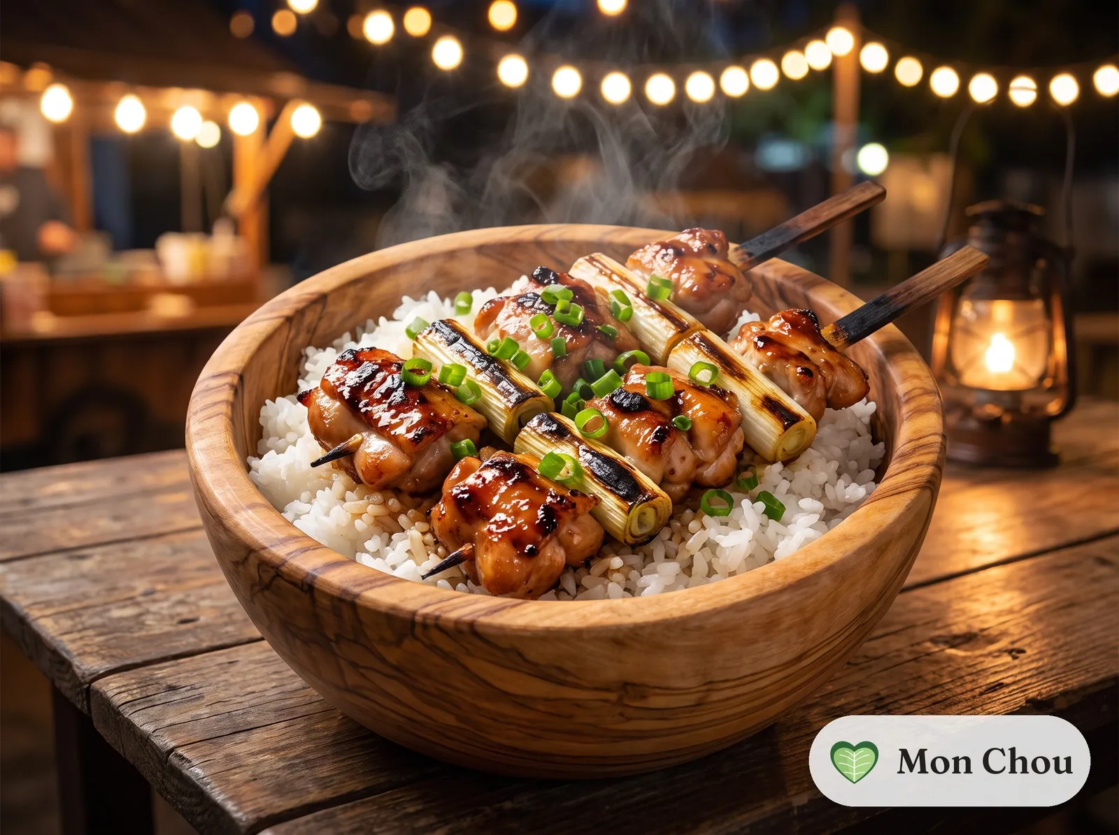 Yakitori et riz blanc