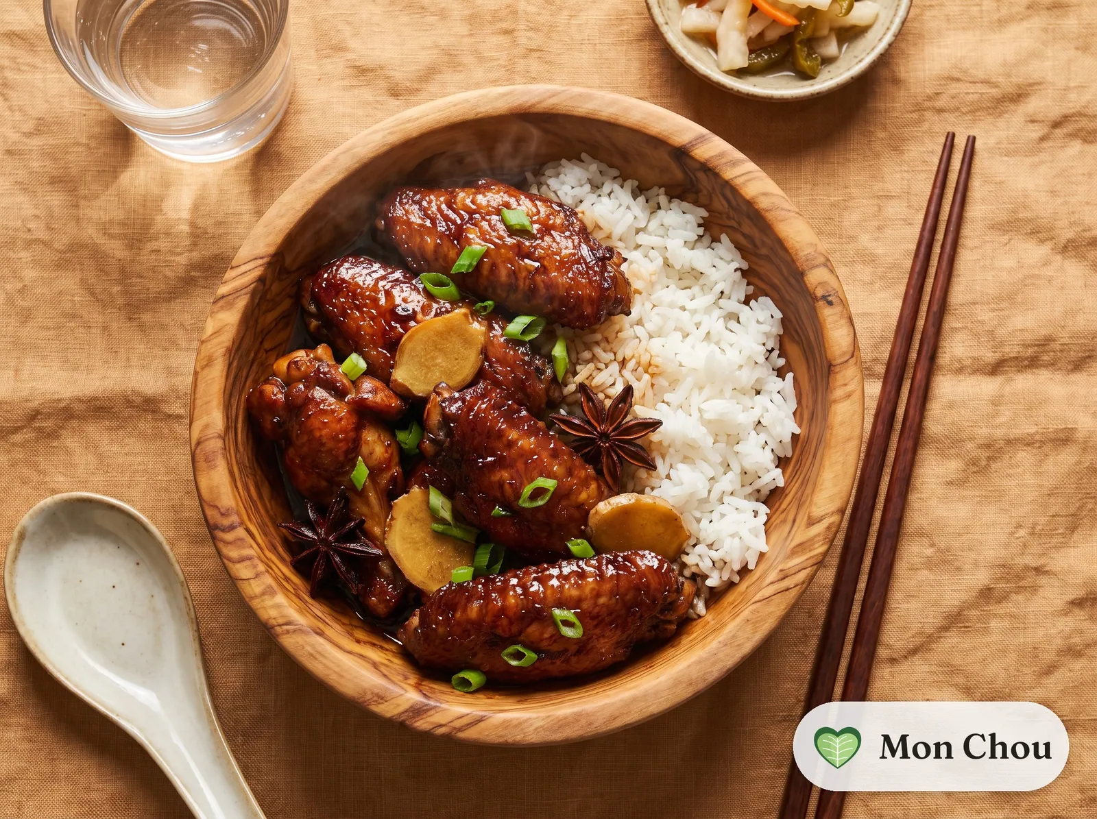 Ailes de poulet au coca à la chinoise et riz