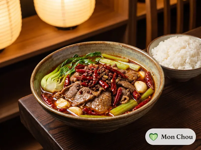 Bœuf bouilli du Sichuan et riz