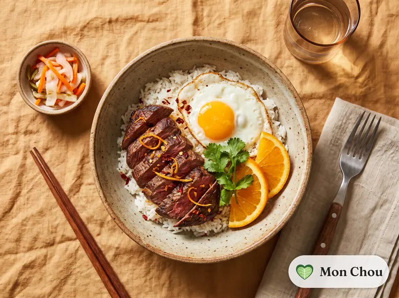 Bœuf à l&rsquo;orange et riz