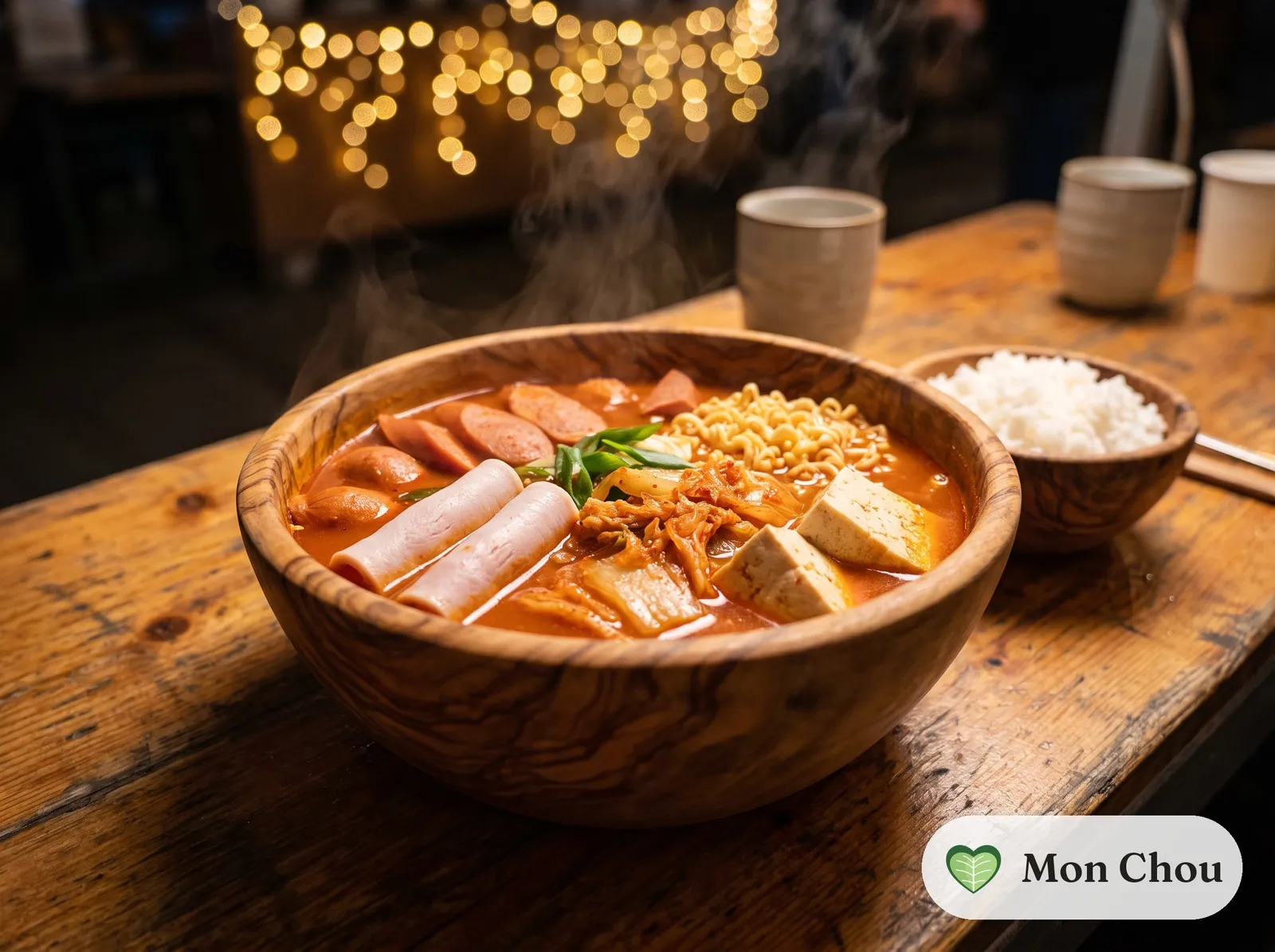 Budae jjigae with rice