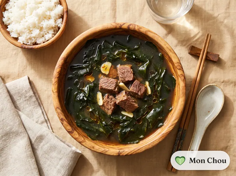 Soupe d&rsquo;algues au bœuf et riz