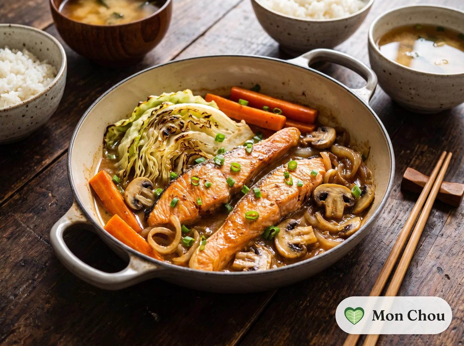 Salmon chanchan-yaki with rice