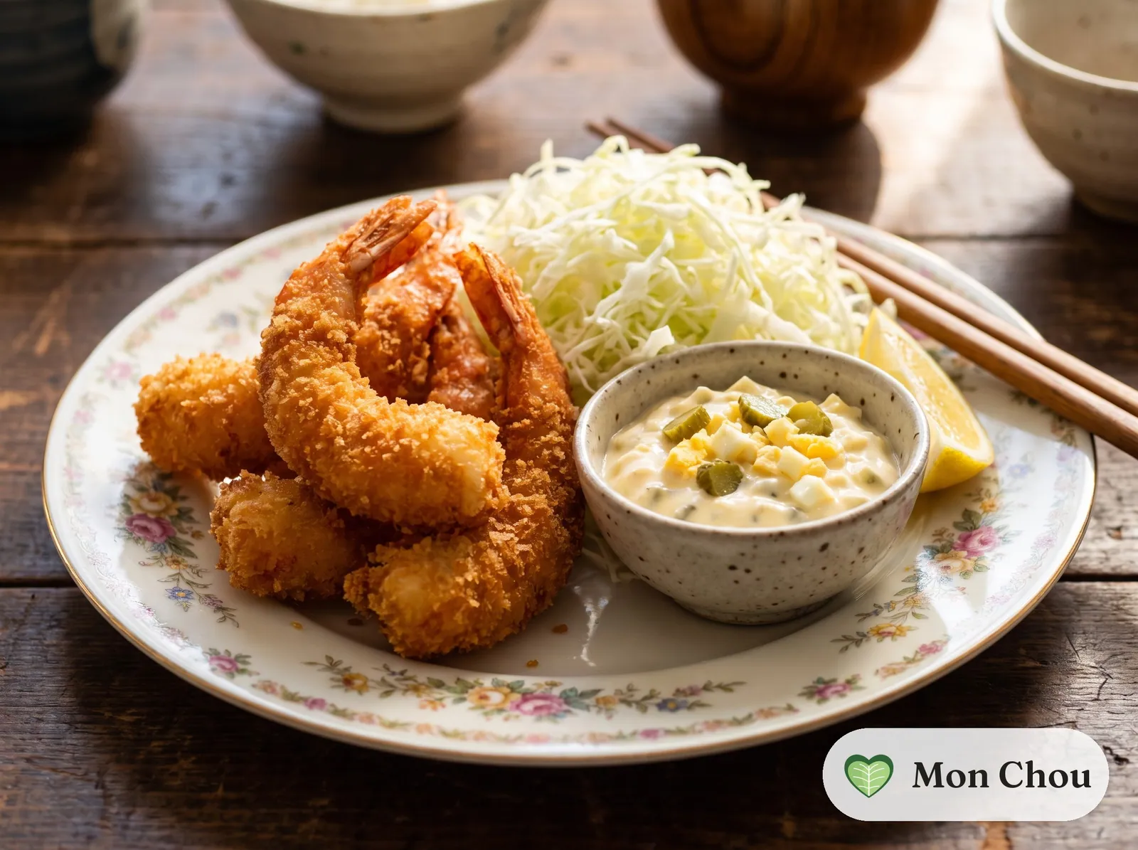 Crevettes panées à la japonaise et chou