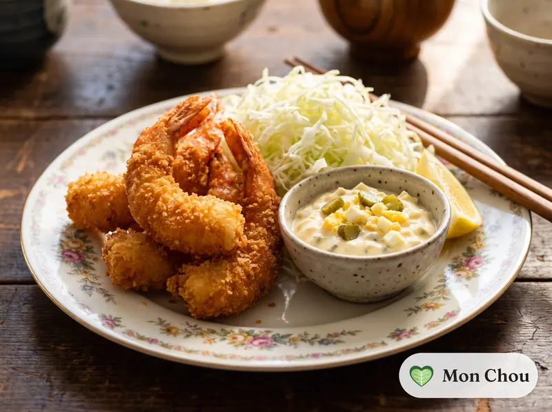 Crevettes panées à la japonaise et chou
