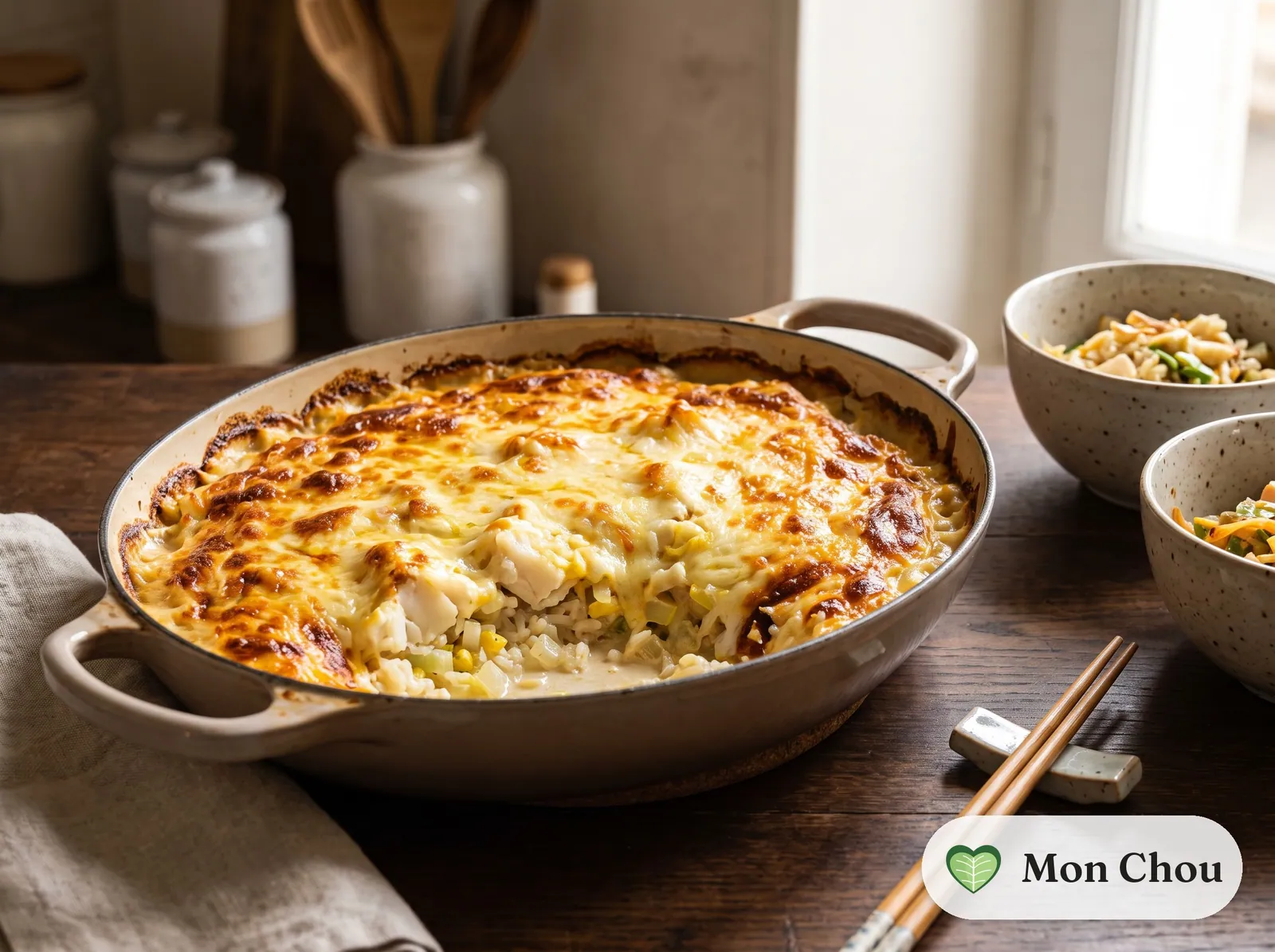 Gratin de riz au poisson à la hongkongaise