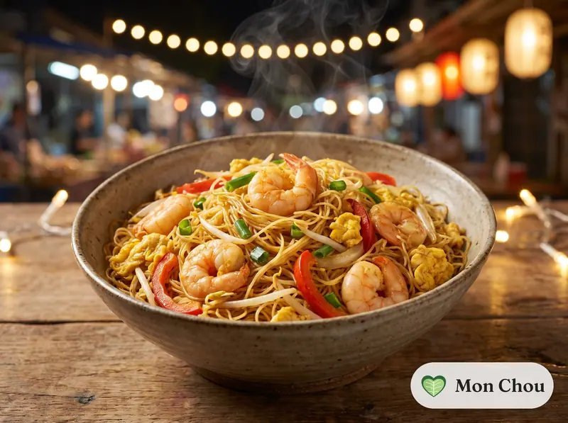 Singapore noodles with shrimp