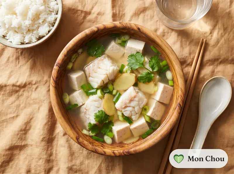 Soupe de poisson au tofu et riz