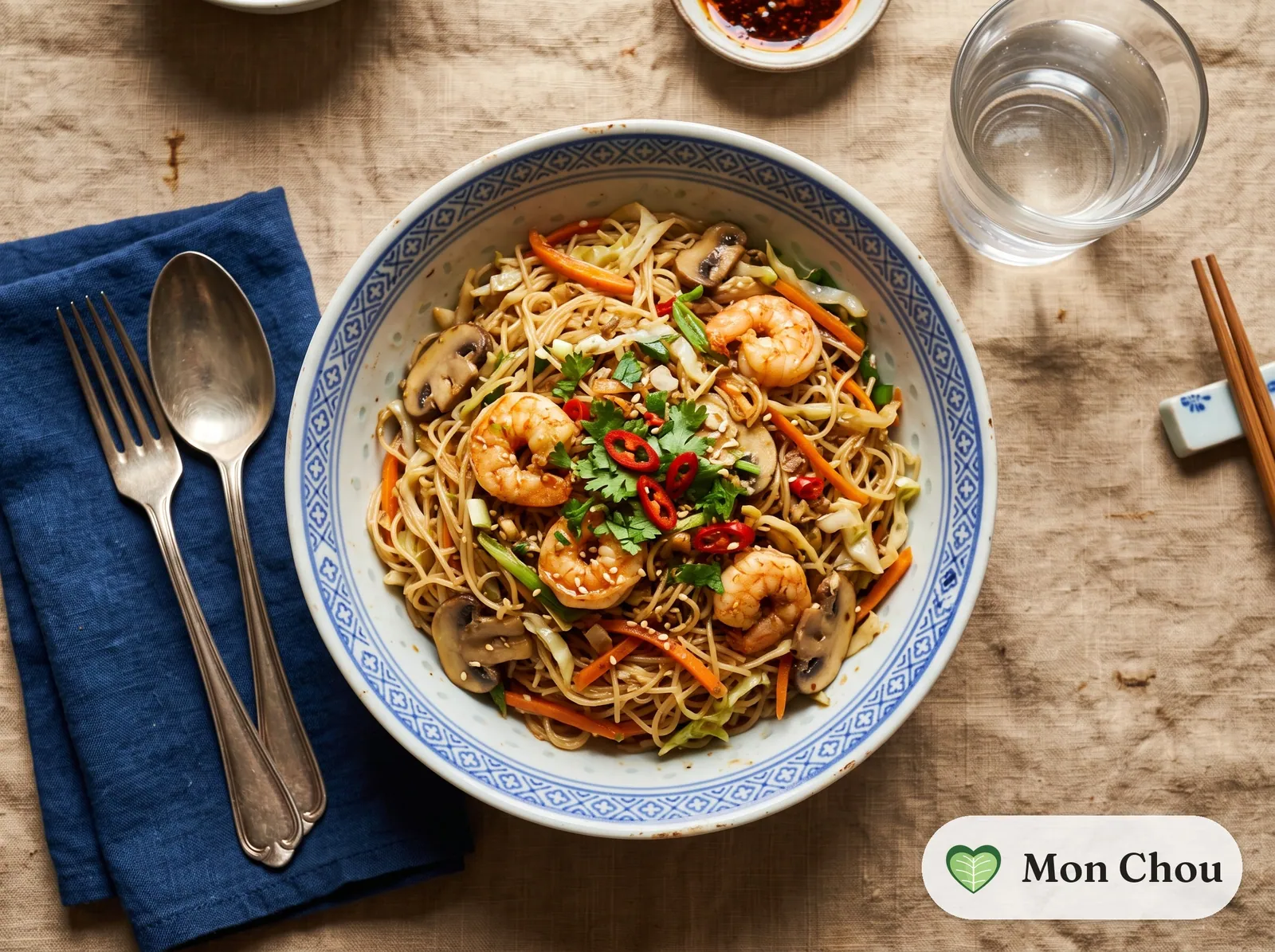 Vermicelles de riz sautés taïwanais aux crevettes