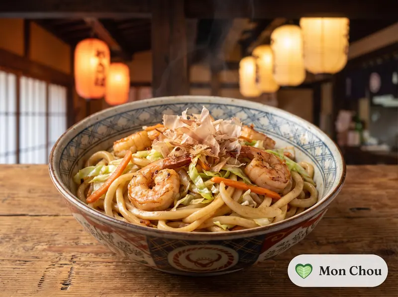 Yaki udon aux crevettes