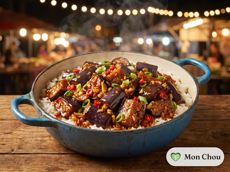 Aubergines yu xiang et riz