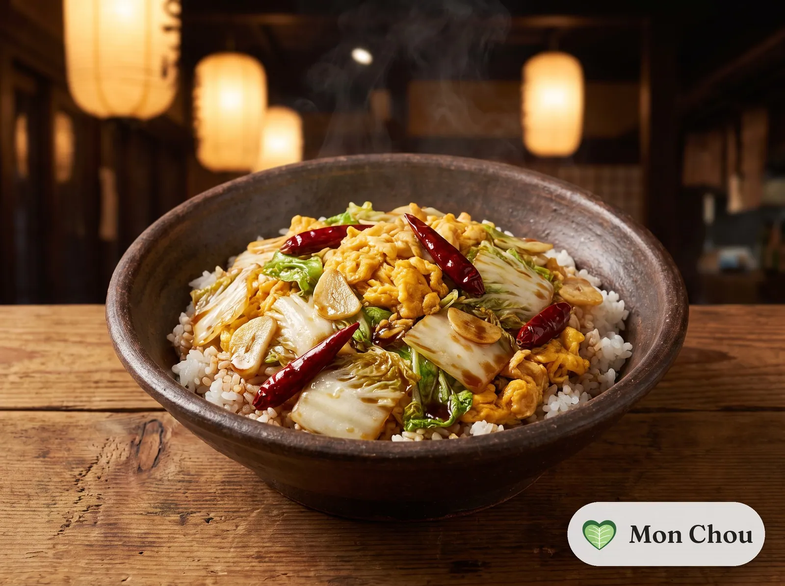 Chou chinois aigre-piquant et riz