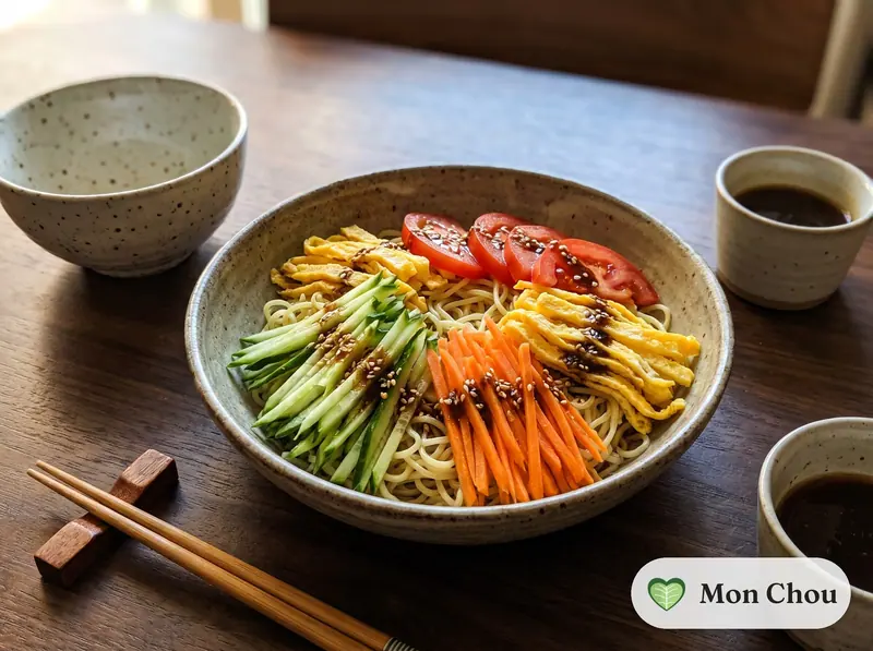 Hiyashi chuka aux œufs et légumes