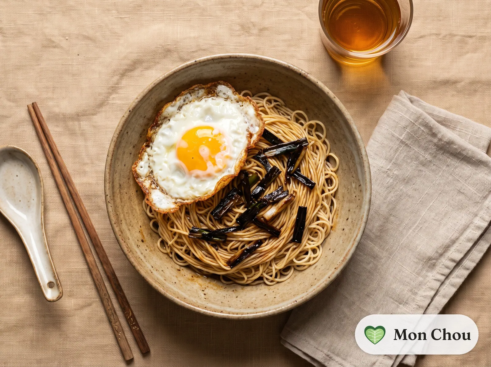 Shanghai scallion oil noodles with a fried egg
