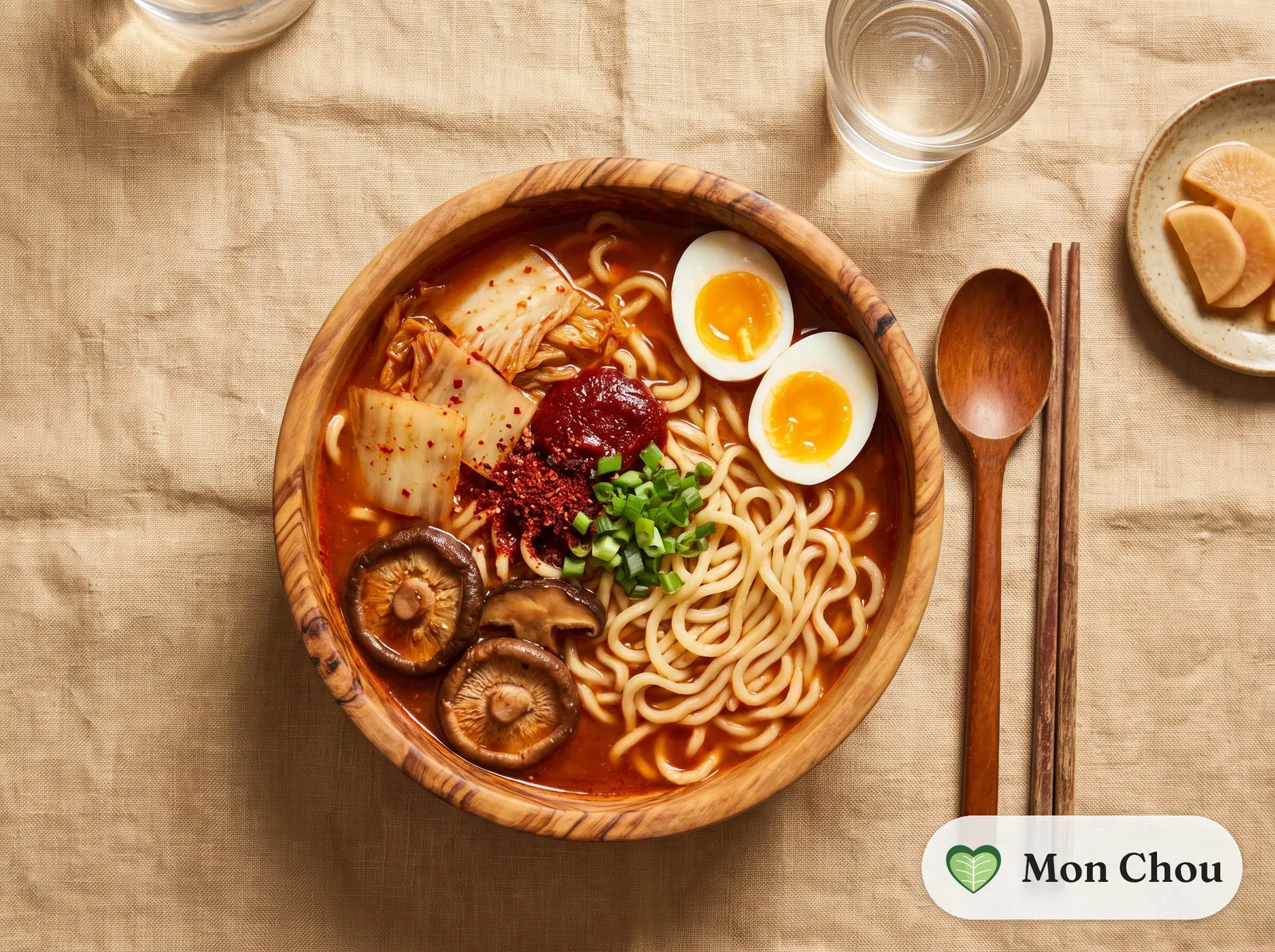 Ramyeon maison au kimchi et œuf