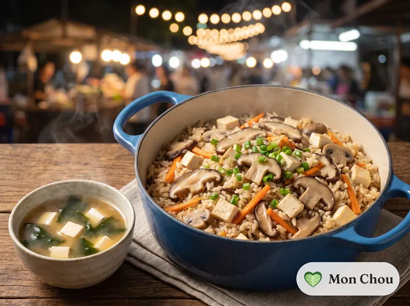 Riz aux champignons à la japonaise et soupe miso