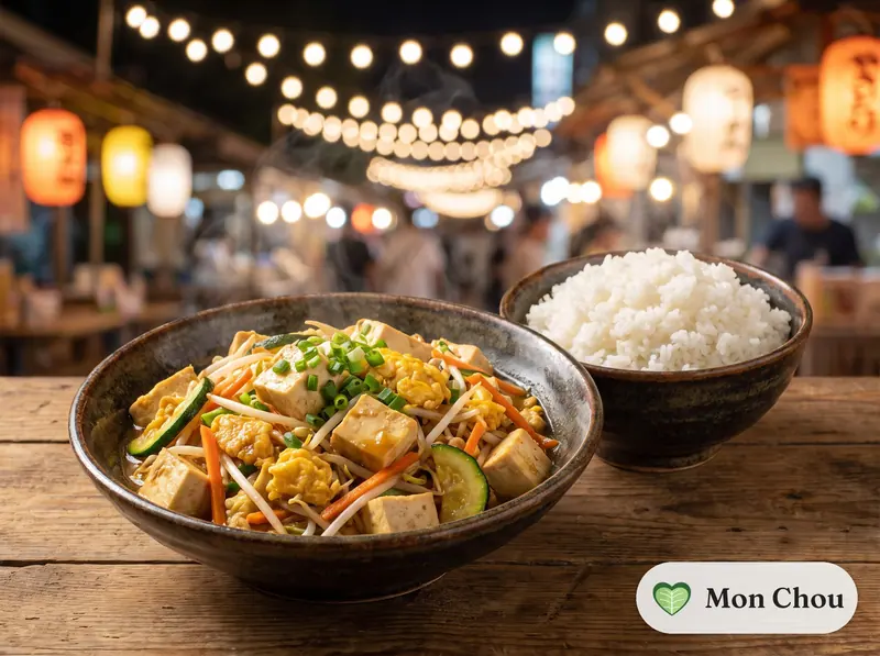 Tofu chanpuru d&rsquo;Okinawa et riz