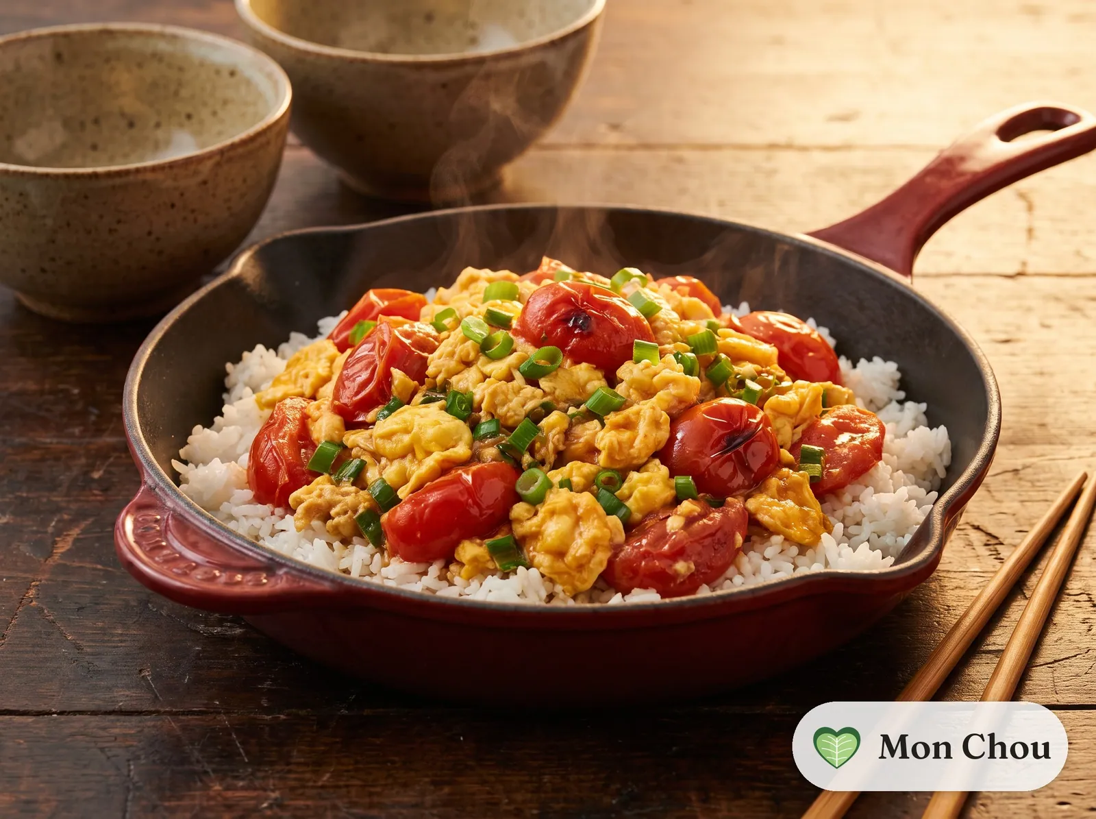 Tomates sautées aux œufs et riz