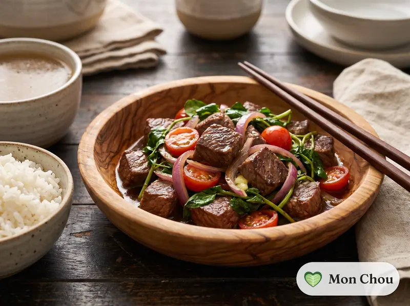 Bò lúc lắc et riz