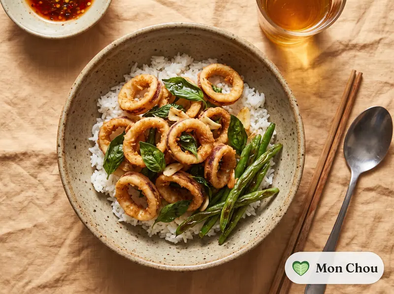 Taiwanese fried squid with rice